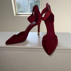 Red closed toed heels